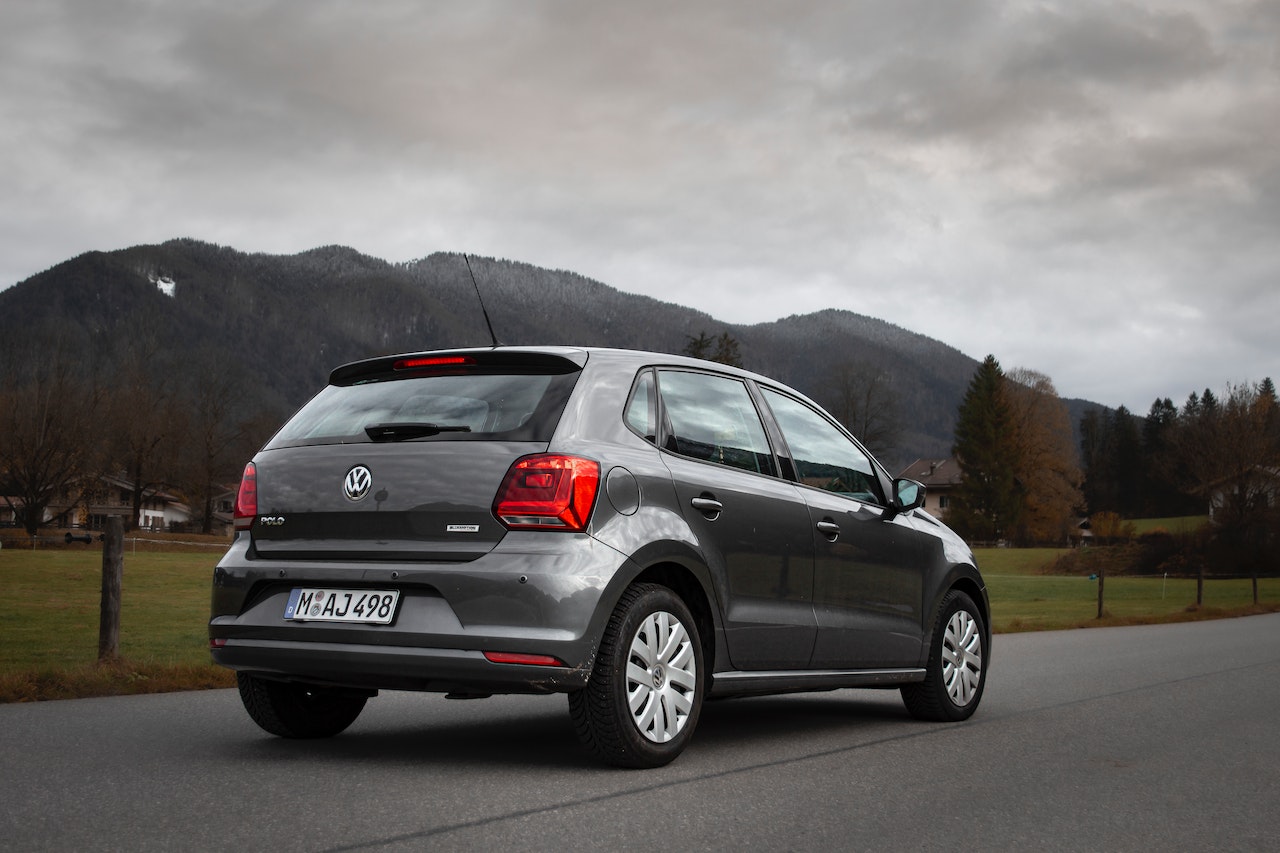 Volkswagen Polo near mountains